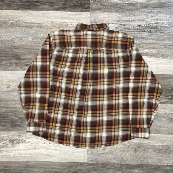 Eddie Bauer Red Yellow Tartan Plaid Mens 2XL Long Sleeve Flannel Button Up Shirt - Picture 3 of 10